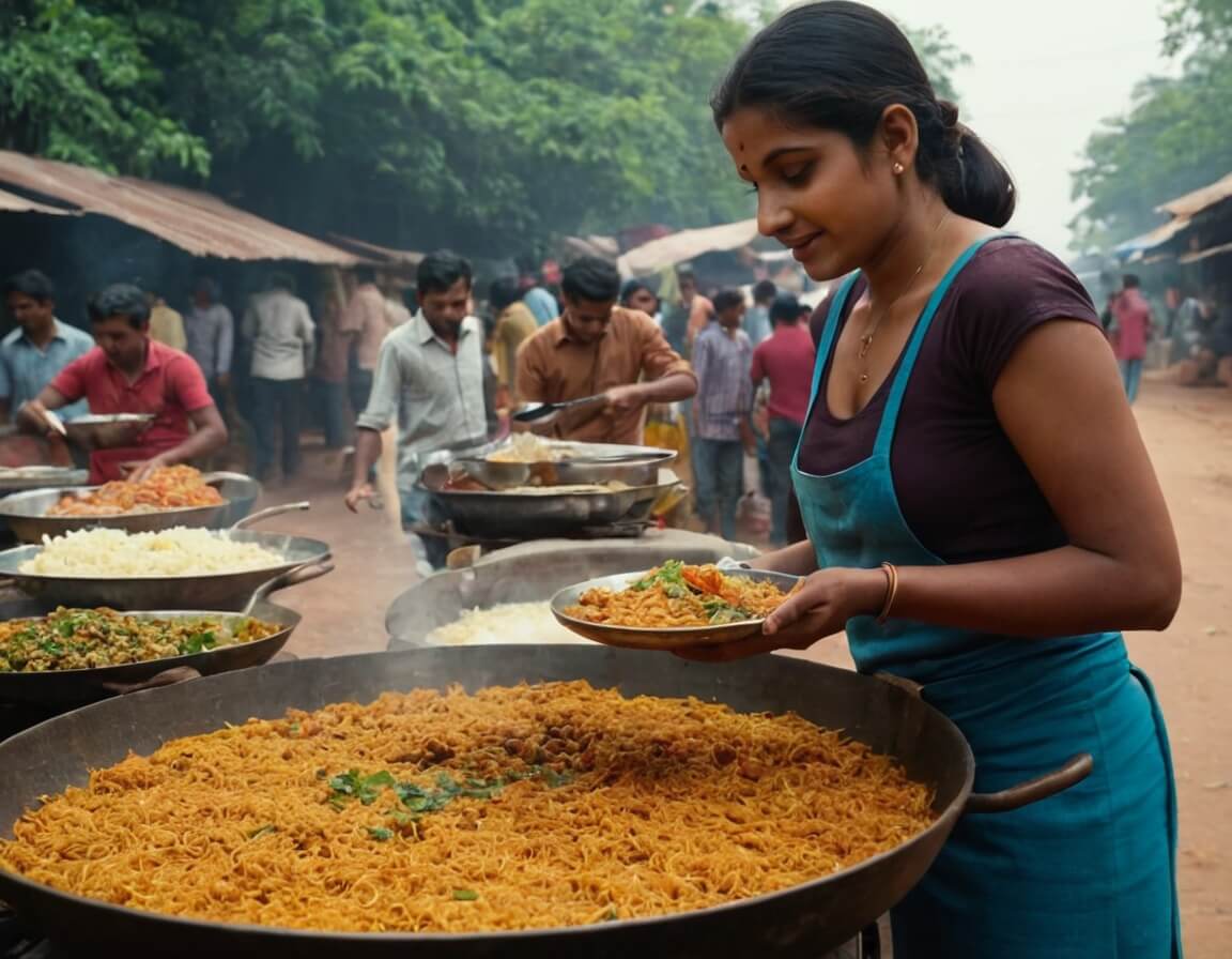 Raw vegetables and herbs for a traditional Ganges-inspired recipe